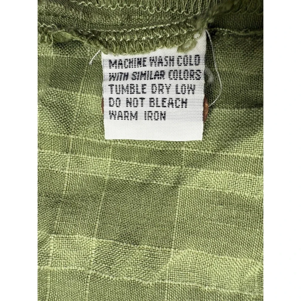 VTG Tommy‎ Bahama 100% Linen Mens XL Plaid Check Button Shirt Sage Green Classic